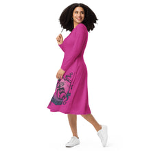 Load image into Gallery viewer, Pink Octopus - APO Long Sleeve Midi Dress
