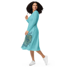 Load image into Gallery viewer, Blue Octopus - APO Long Sleeve Midi Dress
