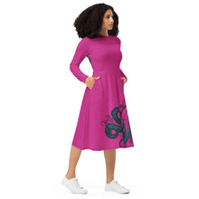Load image into Gallery viewer, Pink Octopus - APO Long Sleeve Midi Dress
