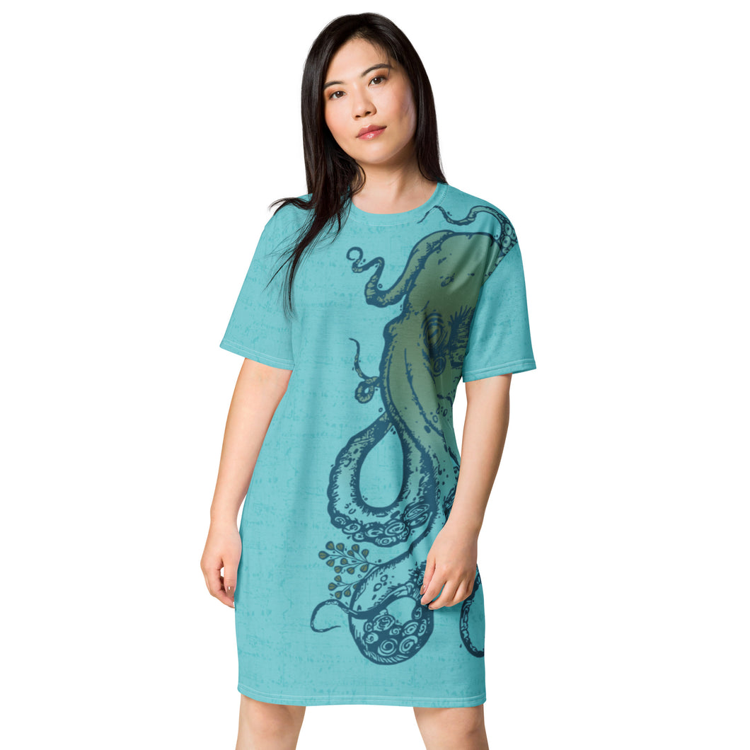 Ocean Blue Octopus - APO T-shirt dress