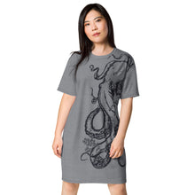 Load image into Gallery viewer, Polar Blue Octopus on Stone Gray - APO T-shirt dress
