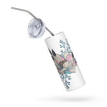 Load image into Gallery viewer, Pink &amp; Blue Magnolia - Stainless steel tumbler

