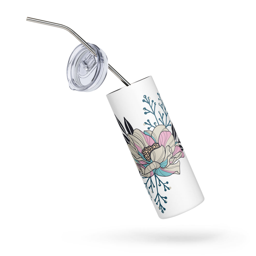 Pink & Blue Magnolia - Stainless steel tumbler