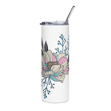 Load image into Gallery viewer, Pink &amp; Blue Magnolia - Stainless steel tumbler
