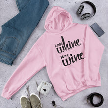 Load image into Gallery viewer, Less Whine More Wine - Black Graphic -  Hoodie
