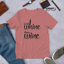 Load image into Gallery viewer, Less Whine More Wine - Black Graphic - T-Shirt
