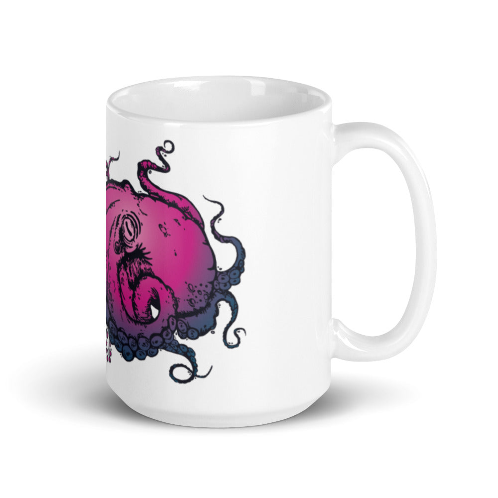 Pink Octopus - White glossy mug