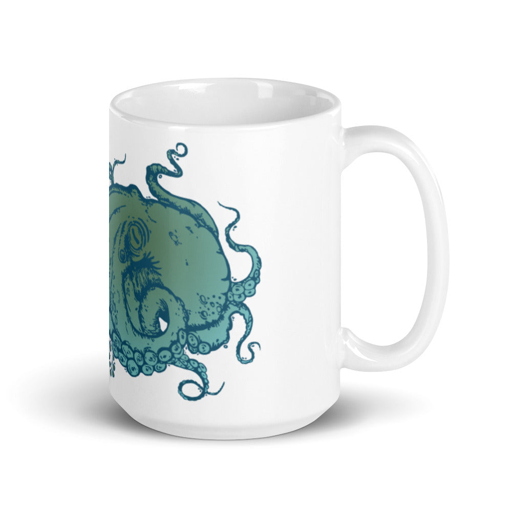 Ocean Blue Octopus - White glossy mug