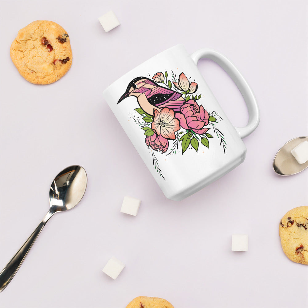 Hummingbird - White glossy mug