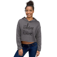 Load image into Gallery viewer, Less Whine More Wine - Black Graphic - Crop Hoodie
